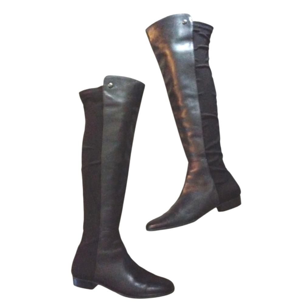 Vince Camuto Karita Knee High Black Leather Over The Knee Boots Size 6.5